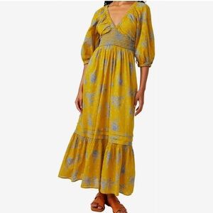 Free People Golden Hour Maxi Dress Goldenrod Yellow Large